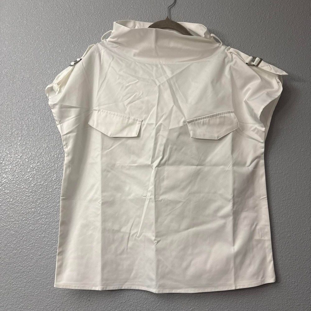 OSHOPLIVE Women's White Short Sleeve Boxy Fit Chic Blouse